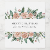 Joyeux hiver floral moderne étiquette de vin de no (Étiquettes simples)