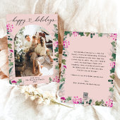 Joyeux hiver rose pâle Carte photo de vacances