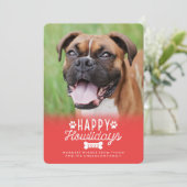 Joyeux Howlidays Carte photo de chien de Noël roug (Debout devant)