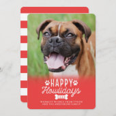 Joyeux Howlidays Carte photo de chien de Noël roug (Devant / Derrière)