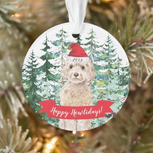 Joyeux Howlidays champagne Cockapoo Chien Noël (Arbre)