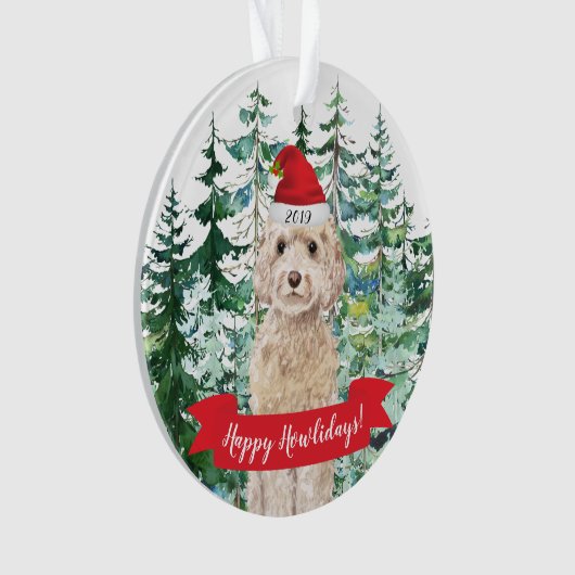 Joyeux Howlidays champagne Cockapoo Chien Noël (devant)