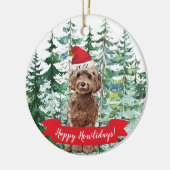 Joyeux Howlidays Chien Cockapoo Brun Ornement de N (Gauche)