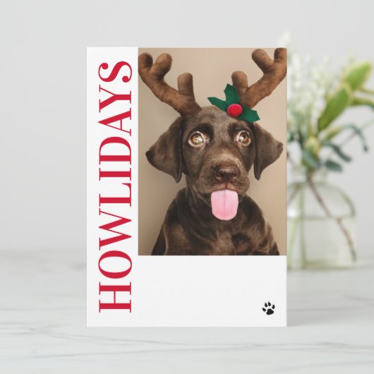 Joyeux Howlidays Chien Noël 5 Carte photo (Debout devant)