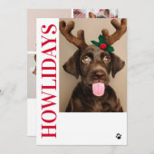 Joyeux Howlidays Chien Noël 5 Carte photo (Devant / Derrière)