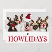 Joyeux Howlidays Chien Noël 5 Carte photo (Devant / Derrière)
