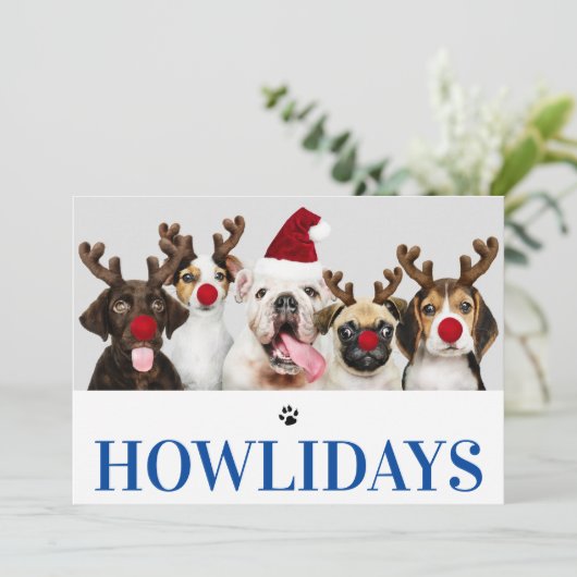 Joyeux Howlidays Chien Noël 5 Carte photo (Debout devant)