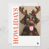 Joyeux Howlidays Chien Noël 5 Carte photo (Devant)