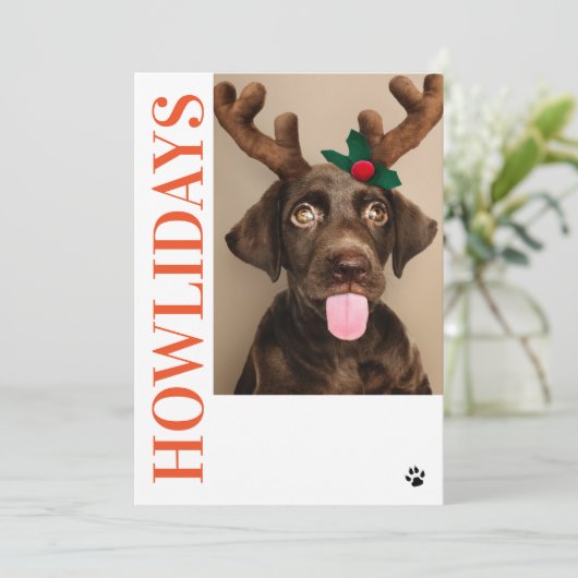 Joyeux Howlidays Chien Noël 5 Carte photo (Debout devant)