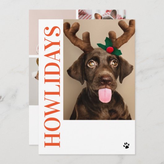 Joyeux Howlidays Chien Noël 5 Carte photo (Devant / Derrière)