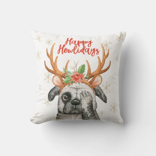 Joyeux Howlidays coussin de chien de Noël (Recto)