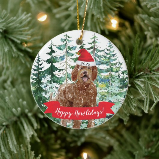 Joyeux Howlidays Labradoodle chien ornement de Noë (Arbre)