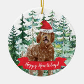Joyeux Howlidays Labradoodle chien ornement de Noë (Devant)