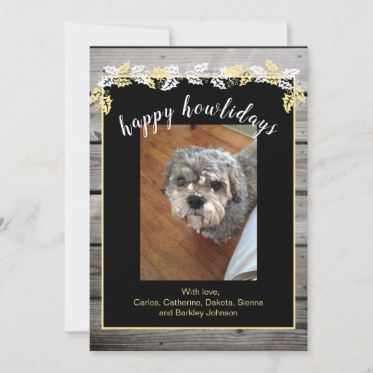 Joyeux Howlidays Pet Lover Carte photo de vacances (Devant)