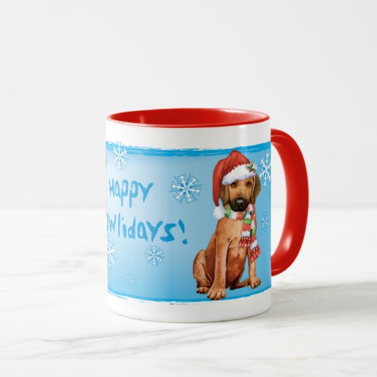 Joyeux Howlidays Rhodesian Ridgeback Mug (Devant droit)
