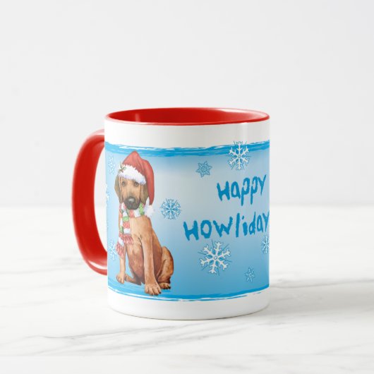 Joyeux Howlidays Rhodesian Ridgeback Mug (Devant gauche)