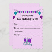 Joyeux Invitation de fête d'anniversaire (Devant / Derrière)