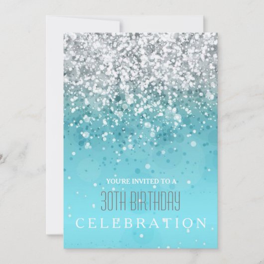 Joyeux Invitations du Modern Aqua Parties scintill (Devant)