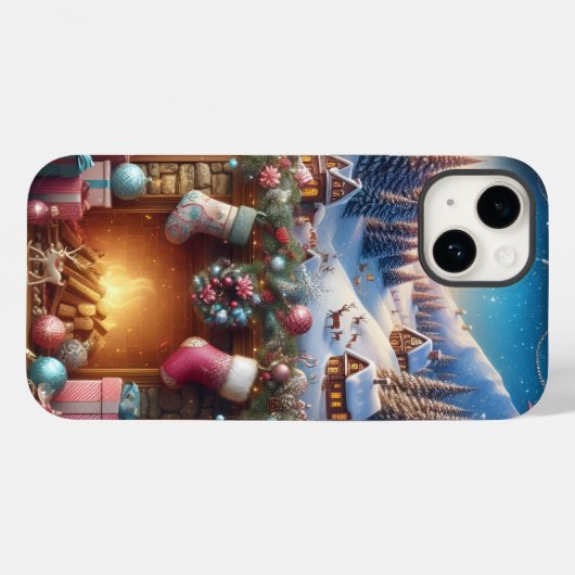 Joyeux iPhone Noël 14 Coque dur (Verso (horizontal))