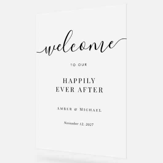 Joyeux Jamais après le signe acrylique Mariage (Angle)