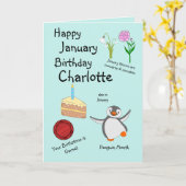 Joyeux Janvier Anniversaire Carte de voeux pliée (Fleur jaune)