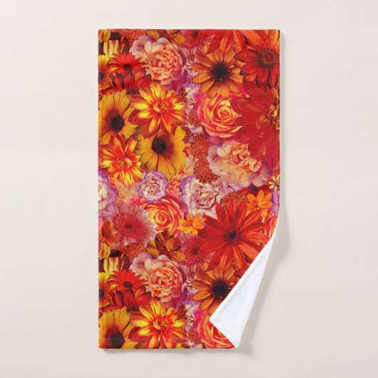 Joyeux Jardin de Fleur Orange (Serviette à main)