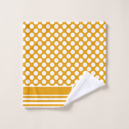 Joyeux Jaune & Blanc Nommé Polka Dot (Gant de toilette)