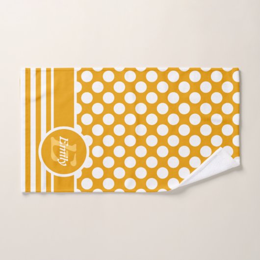 Joyeux Jaune & Blanc Nommé Polka Dot (Serviette à main)
