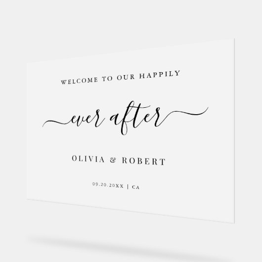 Joyeux Jour Après Mariage Bienvenue Script Frosted (Angle)