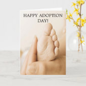 JOYEUX JOUR D'ADOPTION ! carte de pied de bébé (Fleur jaune)