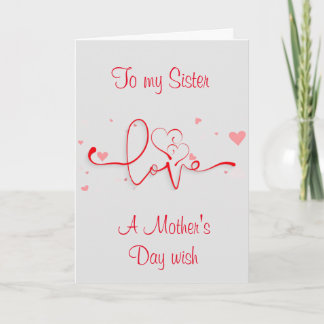 JOYEUX JOUR DE LA MÈRE **SOEUR** CARTE DE JOUR DE