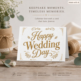 Joyeux Jour de Mariage Or Topographie Carte de Vœ