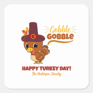 Joyeux Jour de Thanksgiving Famille Nom Étiquette