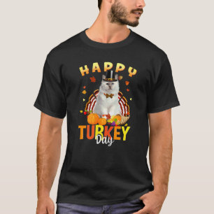 Joyeux jour de Thanksgiving T-shirt de chat blanc