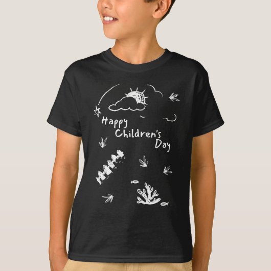 Joyeux Jour des Enfants T-shirt noir Tee graphique (Devant)