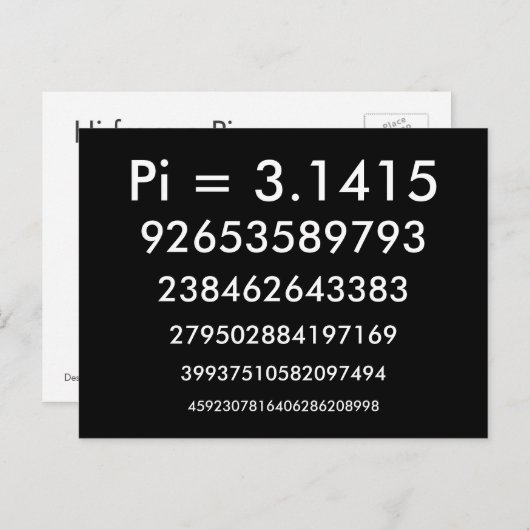 Joyeux Jour Pi - Maths / Numéros Carte postale (Devant / Derrière)