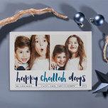 Joyeux Jours de Challah | CARTE PHOTO HANOUKKA<br><div class="desc">Whimsical Hanoukka carte photo présente deux de vos photos de famille préférées dans un format carré aligné côte à côte. "Joyeux Jours de Challah" apparaît sous la typographie en lettres bleues de style brosse. Personnalisez avec votre nom de famille ou vos noms, des salutations personnalisées et l'année le long du...</div>