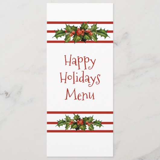 Joyeux jours fériés, Noël, Menu Repas (Devant)