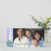 Joyeux jours fériés Périwinkle bleu Carte photo de (Debout devant)