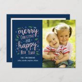 Joyeux Joyeux Carte photo de vacances de couleur m (Devant / Derrière)