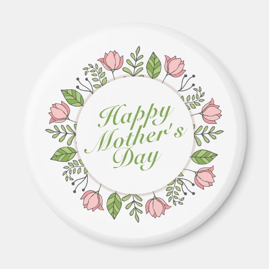Joyeux Joyeux Fête des Mères Fleur Wreath | Magnet (Devant)