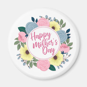 Joyeux Joyeux Fête des Mères Fleur Wreath   Magnet