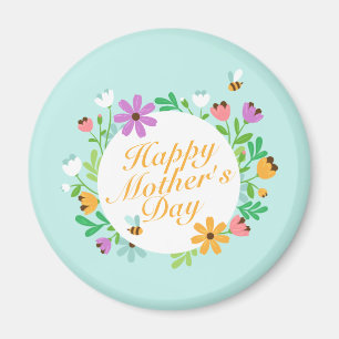 Joyeux Joyeux Fête des Mères Fleur Wreath Magnet