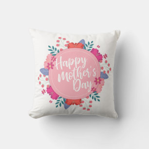 Joyeux Joyeux Fête des Mères Floral Oreiller