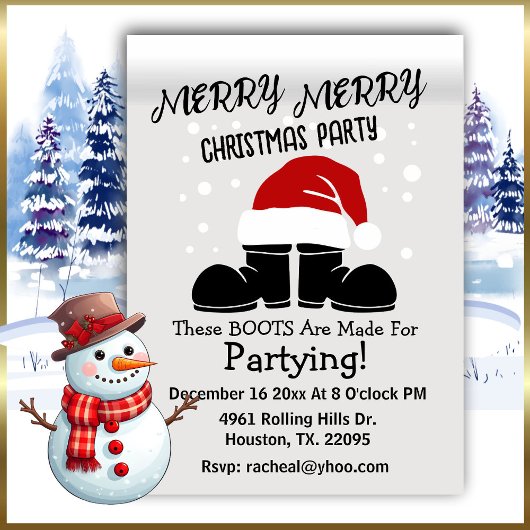 Joyeux Joyeux Père Noël Boots Carte de Noël