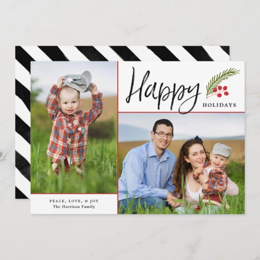 Joyeux Joyeux Vacances Deux Photo Carte de Vacance (Devant / Derrière)