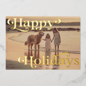 Joyeux Joyeux Vacances Minimal 1 Photo Élégant (Recto)