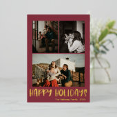 Joyeux Joyeux Vacances Rouge Vertical 3 Photo | Or (Debout devant)