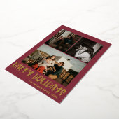 Joyeux Joyeux Vacances Rouge Vertical 3 Photo | Or (Rotation)