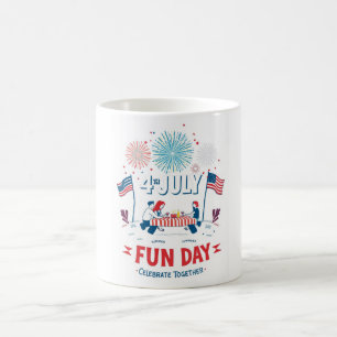 Joyeux Juillet 4 Mug - Cartoon Pique-Nique & Feu d